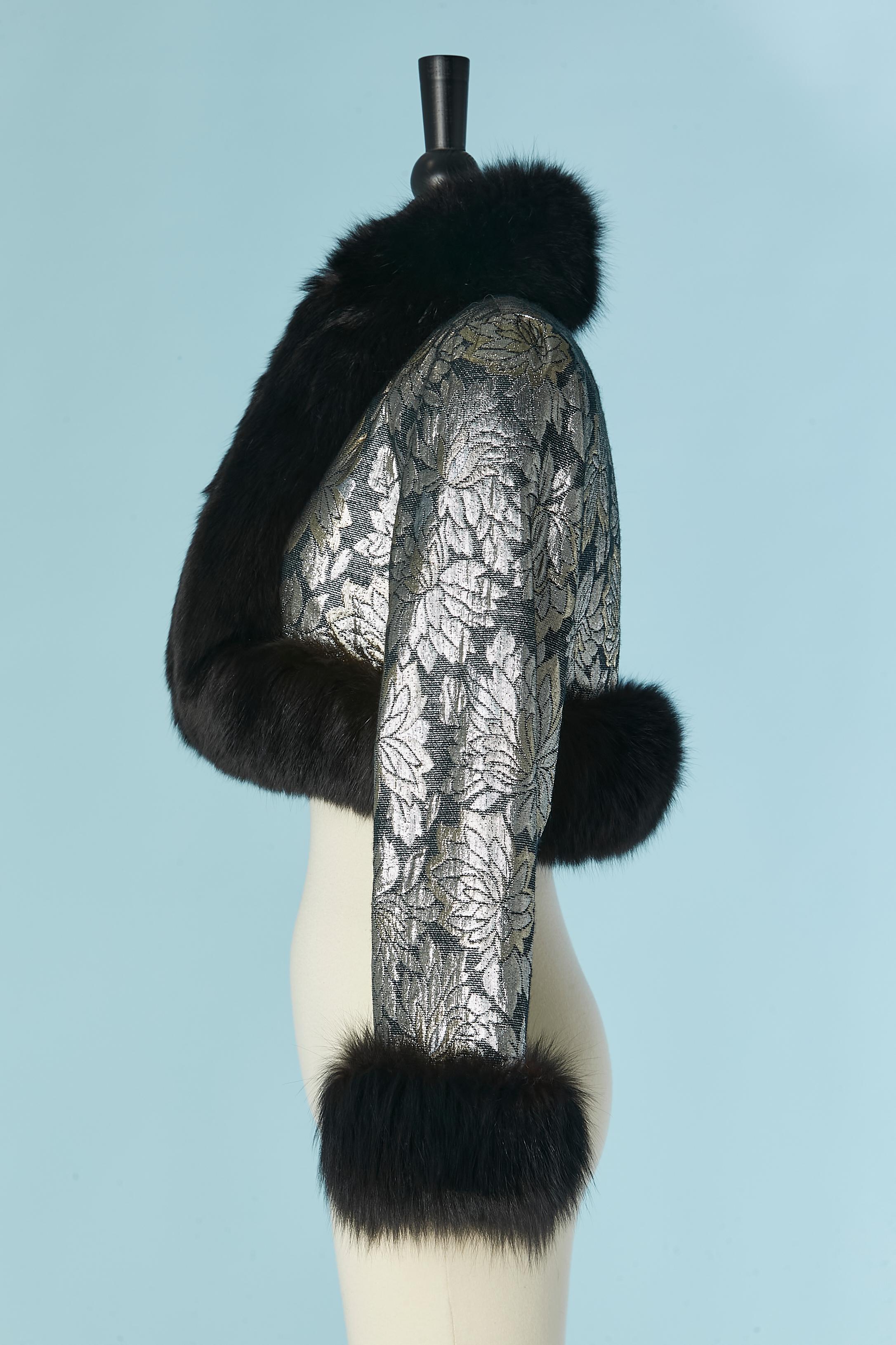 Damask boléro jacket with fur edge VICTOR COSTA For Sale 1