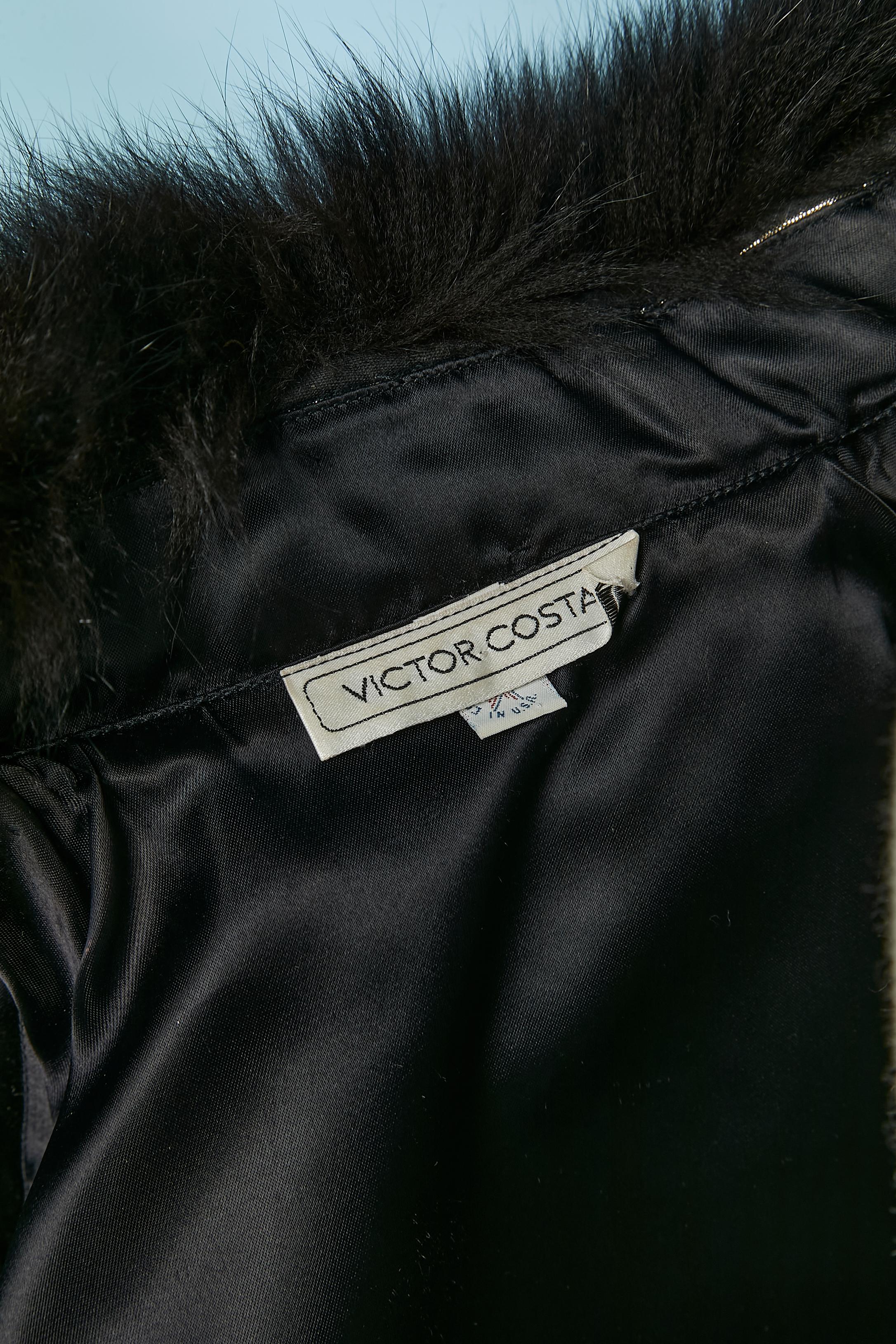 Damask boléro jacket with fur edge VICTOR COSTA For Sale 3