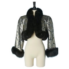 Damask boléro jacket with fur edge VICTOR COSTA