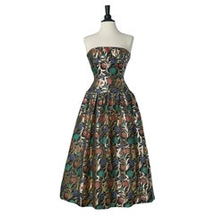 Damast-Bustier-Cocktailkleid Victor Costa für Neiman Marcus