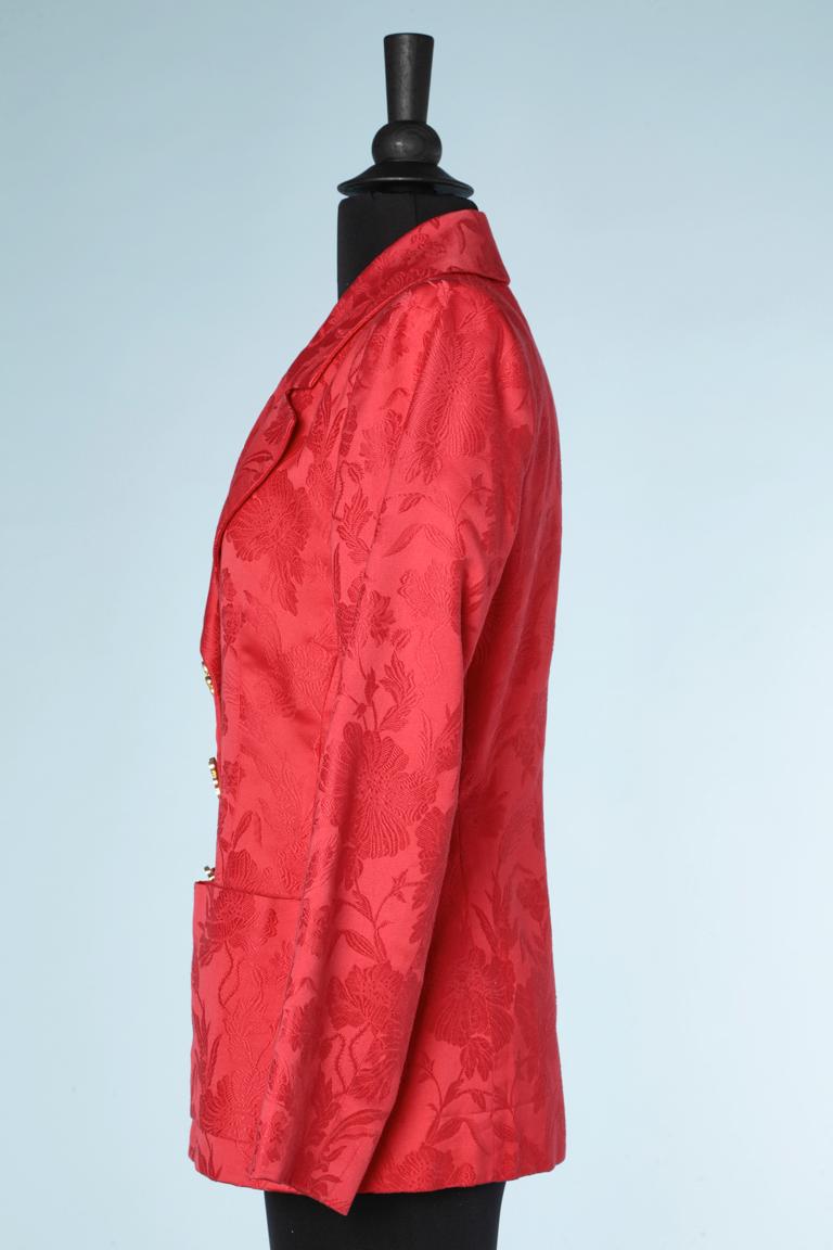 Damask cotton evening jacket whit clover buttons Yves Saint Laurent Rive Gauche  In Excellent Condition For Sale In Saint-Ouen-Sur-Seine, FR
