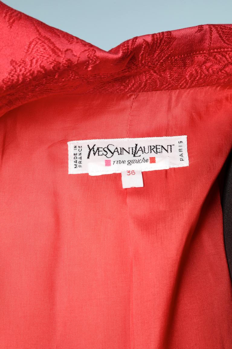 Damask cotton evening jacket whit clover buttons Yves Saint Laurent Rive Gauche  For Sale 1