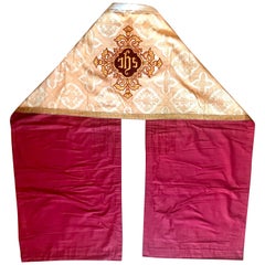 Vintage Damask Embroidered Priest Vestment Cape