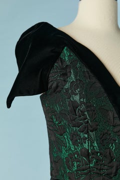 Damask evening dress with black velvet neckline Lydia Carlton