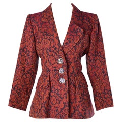 Vintage Damask evening jacket with jewelery buttons Yves Saint Laurent Rive Gauche
