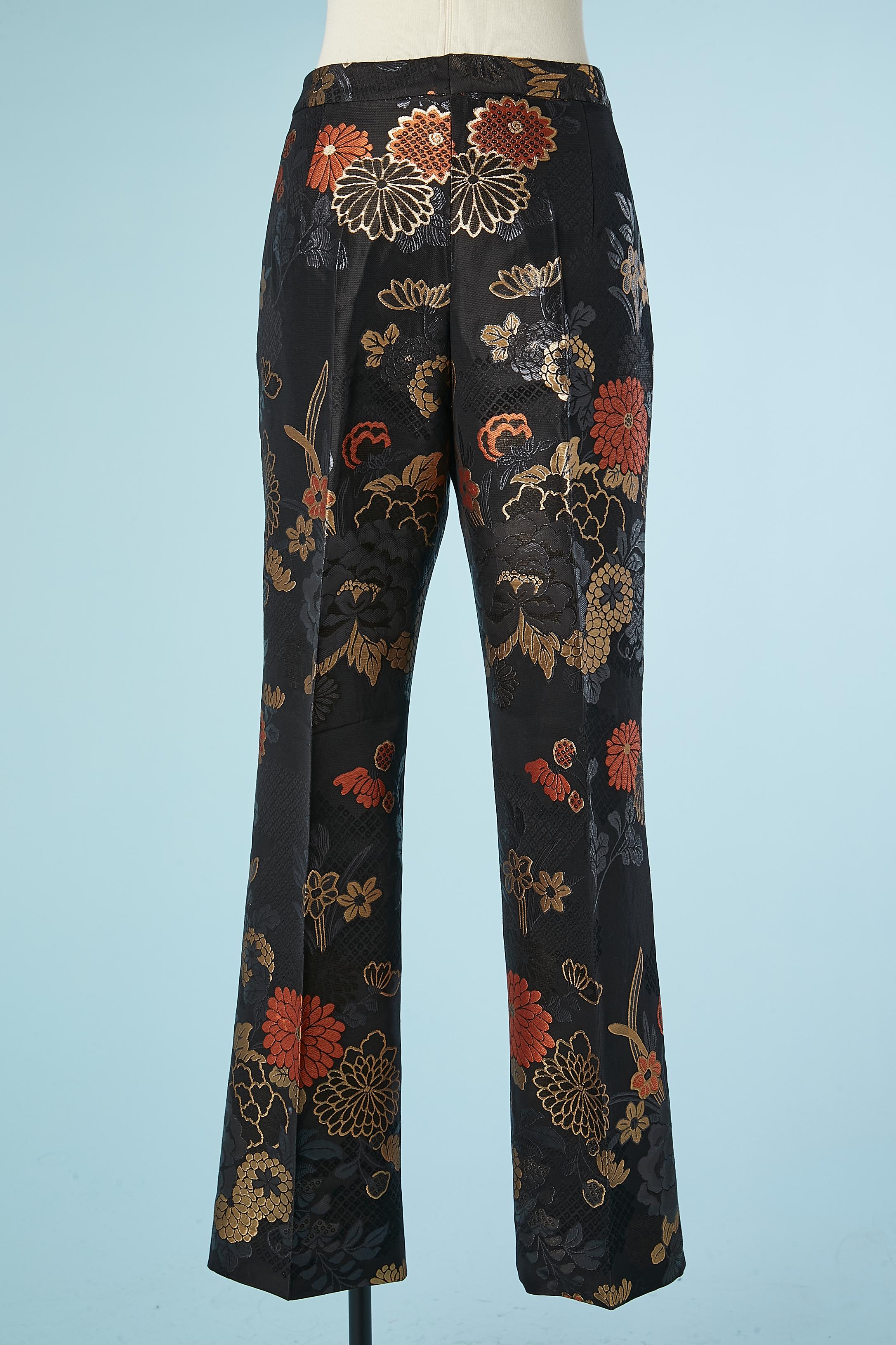 Damask evening trousers with flowers pattern Emanuel Ungaro  For Sale 1