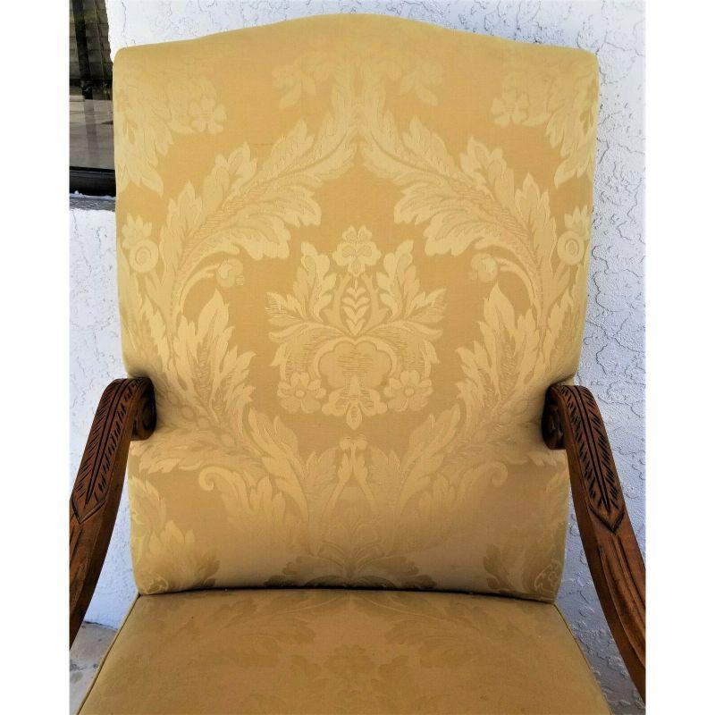 American Damask Italian Provincial Armchairs by Century Furniture For Sale