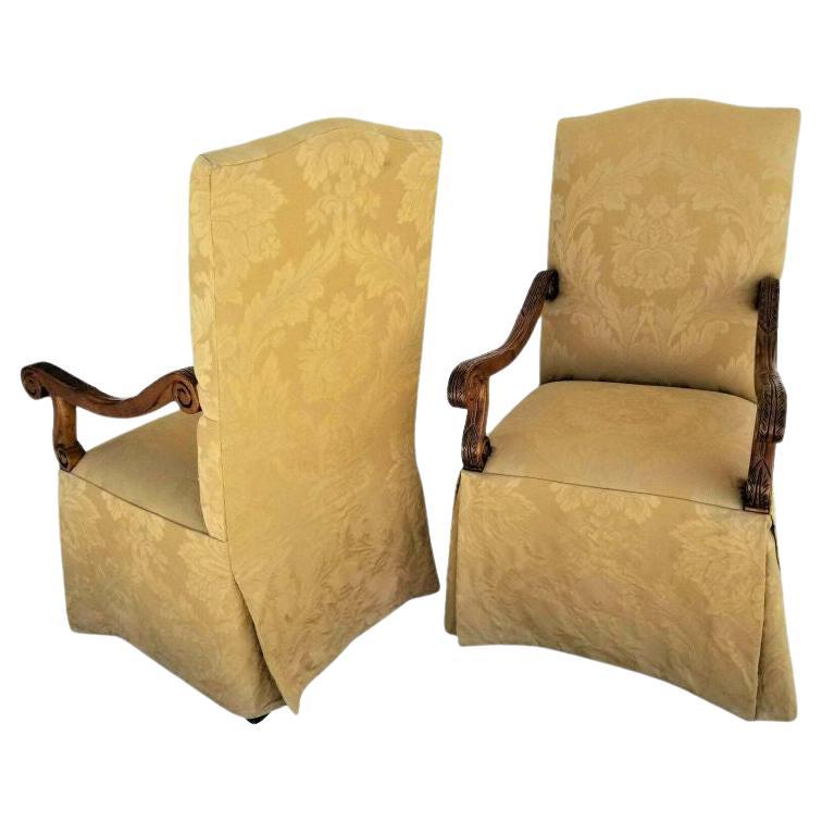 Damask Italian Provincial Armchairs by Century Furniture For Sale