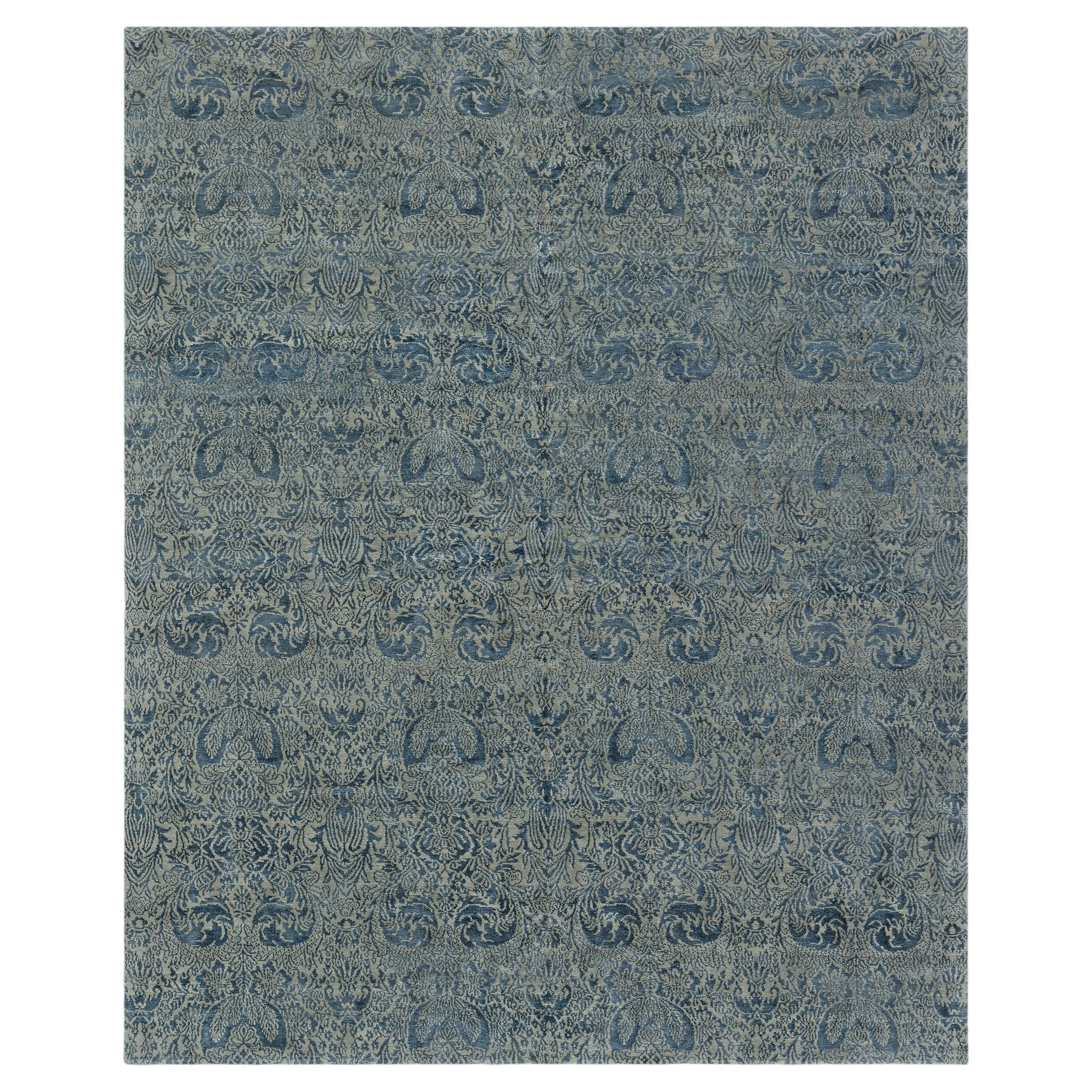 Damask Modern Silk Carpet In Dark Gray - "Verdure" by Doris Leslie Blau