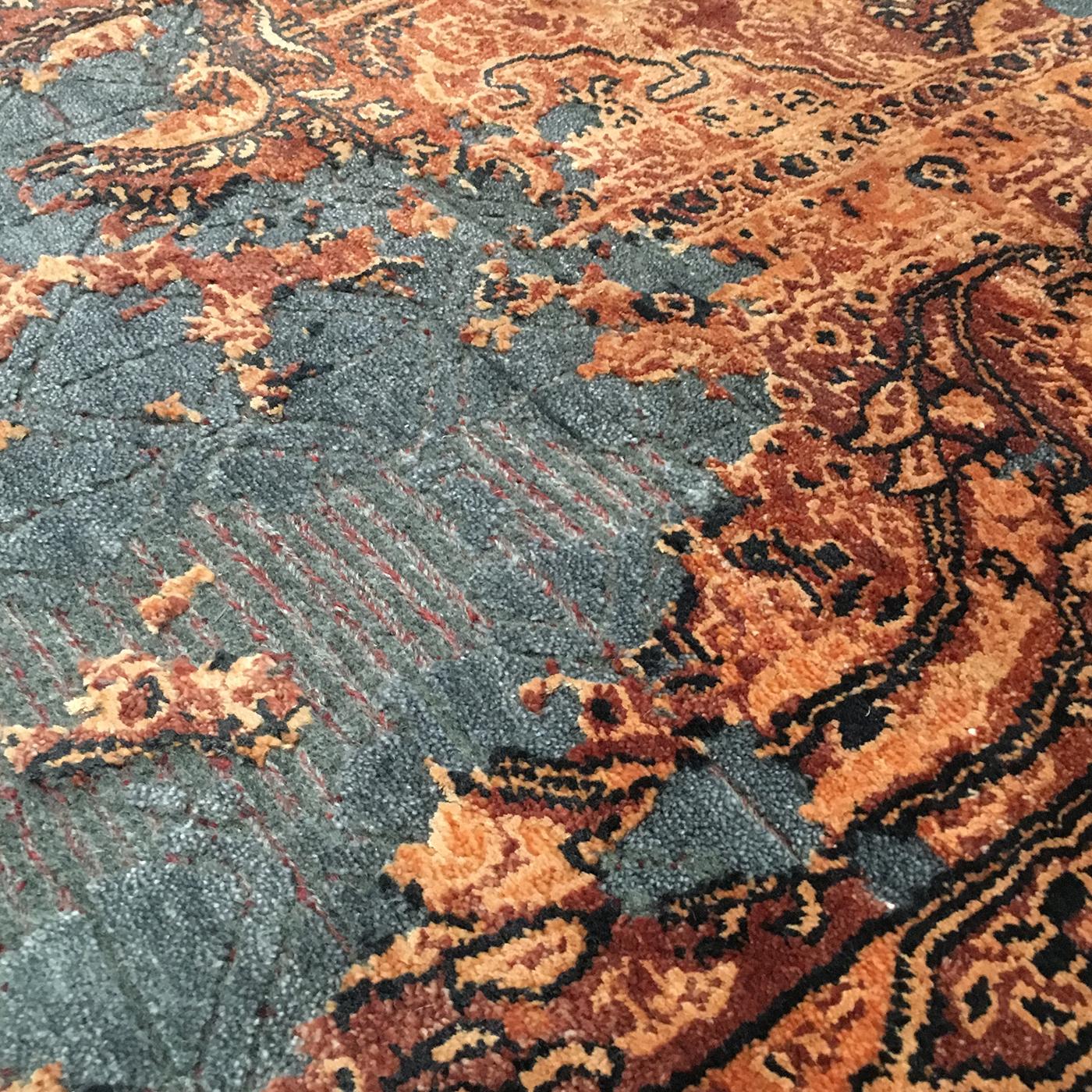 Italian Damask Revise Burnt Rug For Sale