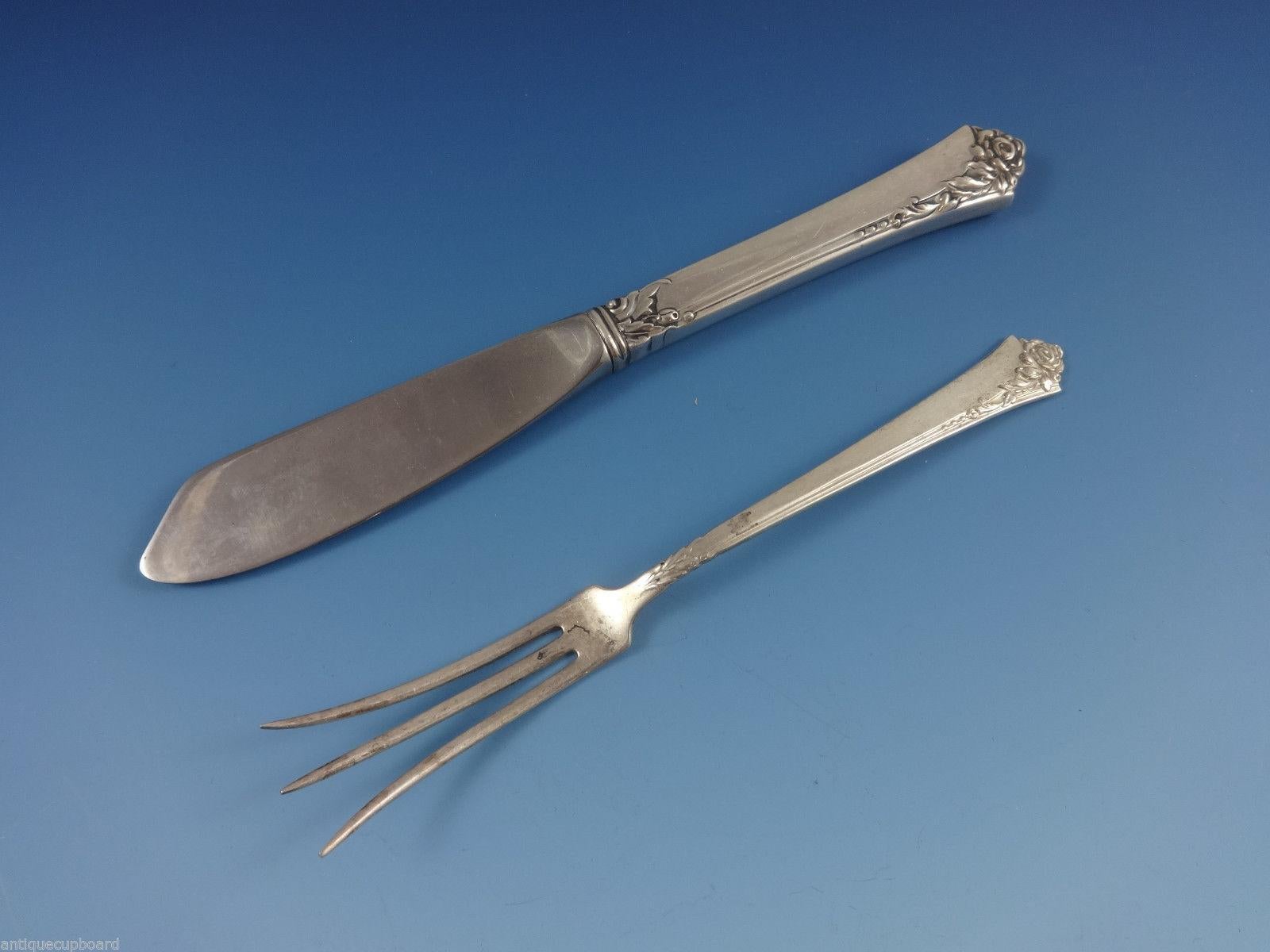 Damask Rose by Oneida Sterling Silver Flatware Set For 12 Service 69 Pcs For Sale 4