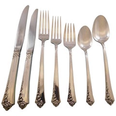Damask Rose by Oneida Sterling Silver Flatware Set for 12 Service 89 pcs Dinner
