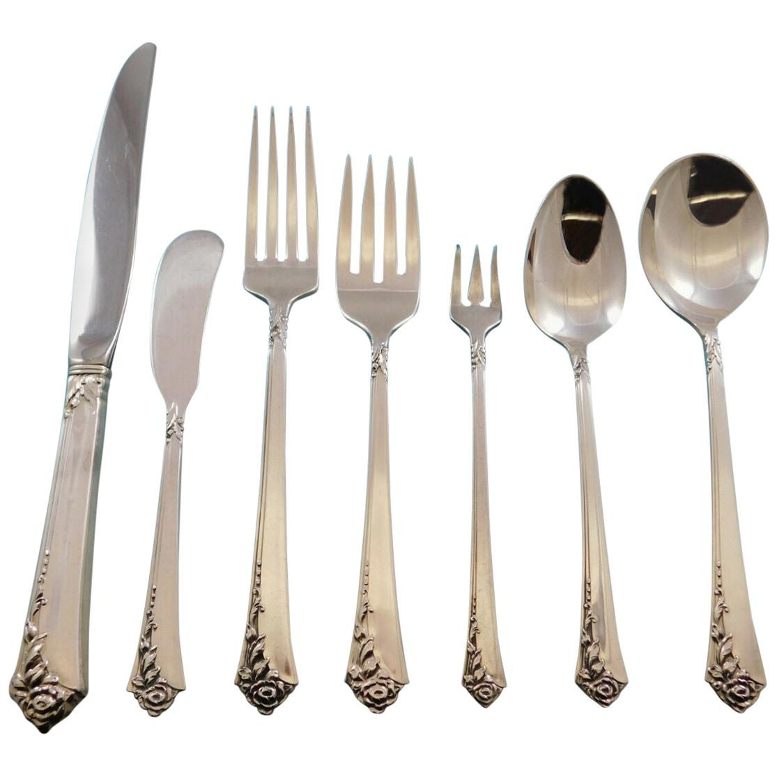 Damask Rose by Oneida Sterling Silver Flatware Set for 24 Service, 188 Pieces For Sale