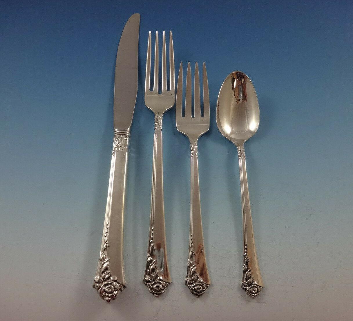 Set di posate Damask Rose by Oneida in argento sterling Servizio di 53 pezzi Misura del posto in vendita 3