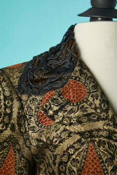 Damasked long evening jacket with jewelery buttons Christian Lacroix Paris