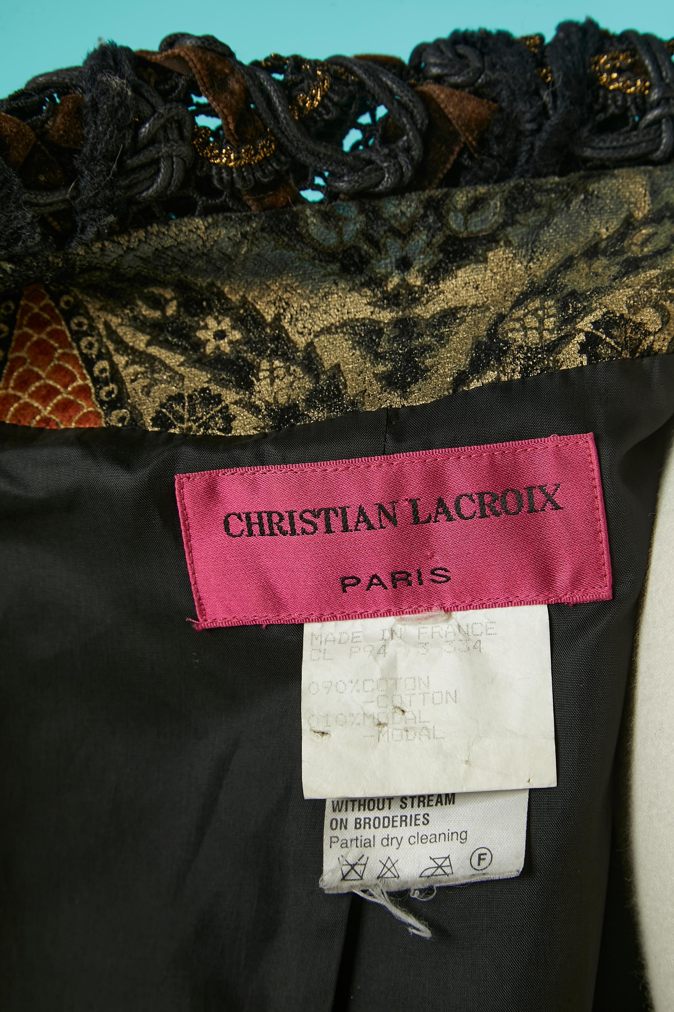 Damasked long evening jacket with jewelery buttons Christian Lacroix Paris  For Sale 4
