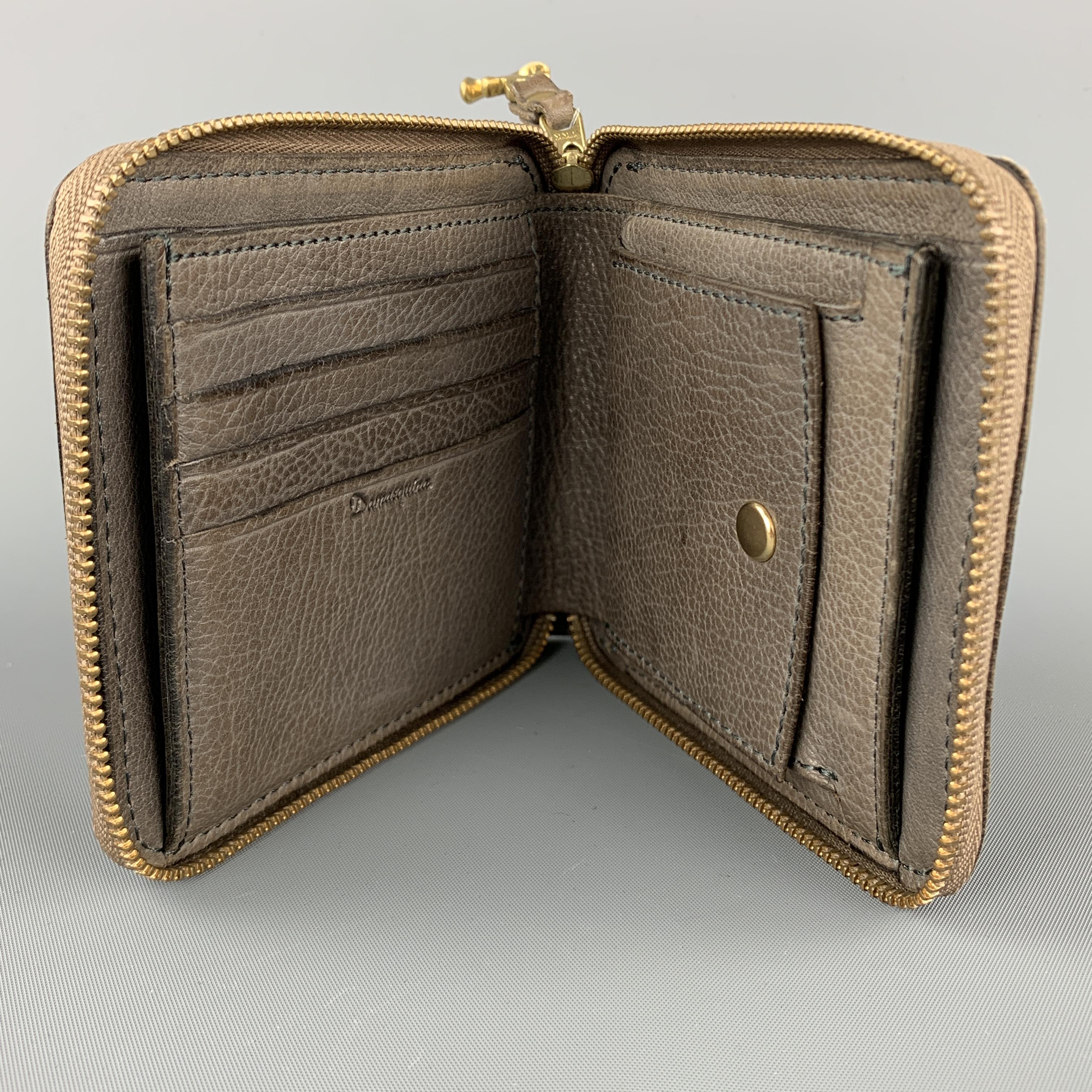 DAMASQUINA Solid Brown Leather Wallet In Good Condition In San Francisco, CA
