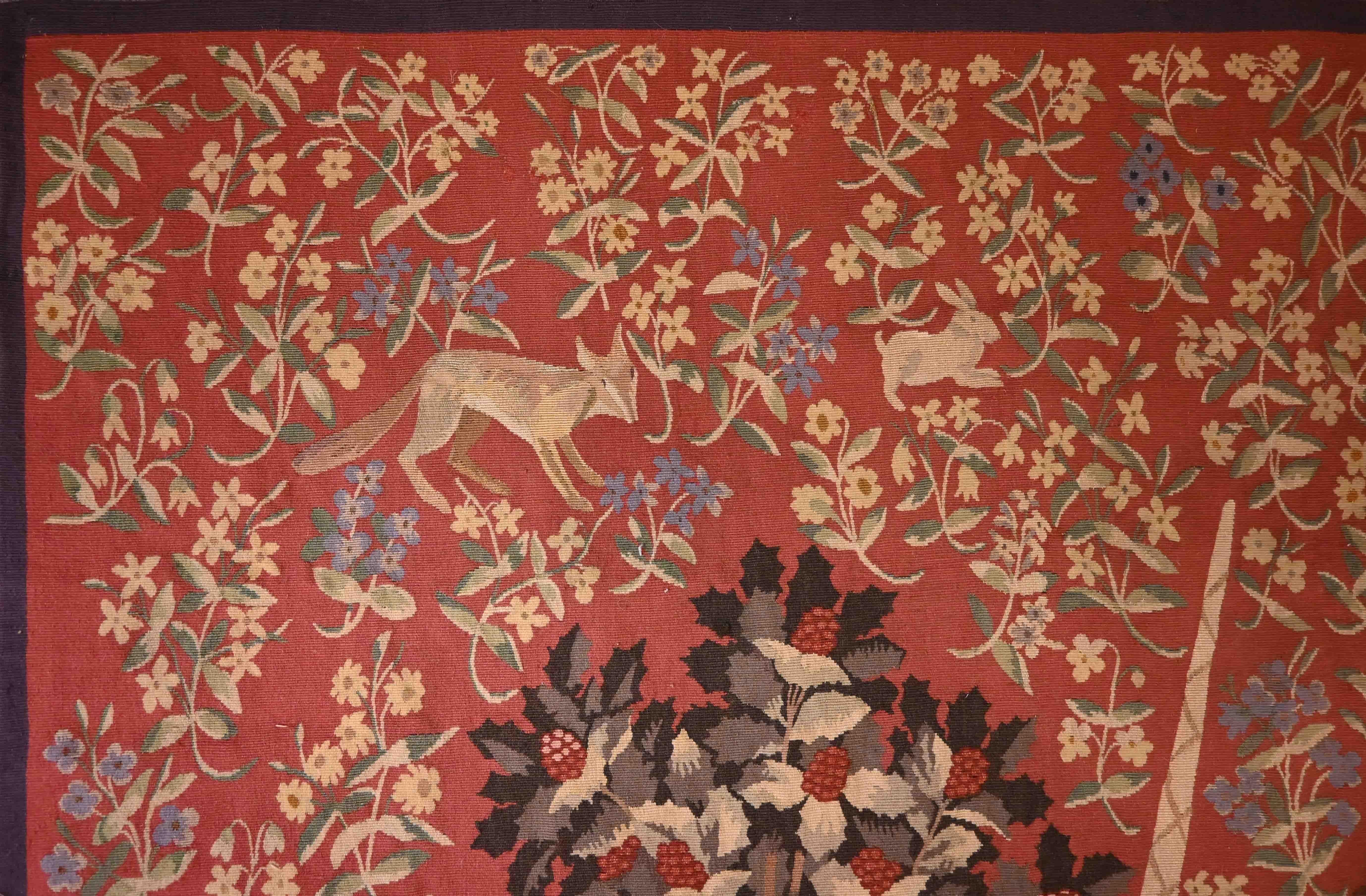 Dame à la licorne - Mittelalterlicher Wandteppich Manufacture Aubusson 19th - N° 1355 (Mittleres 19. Jahrhundert) im Angebot