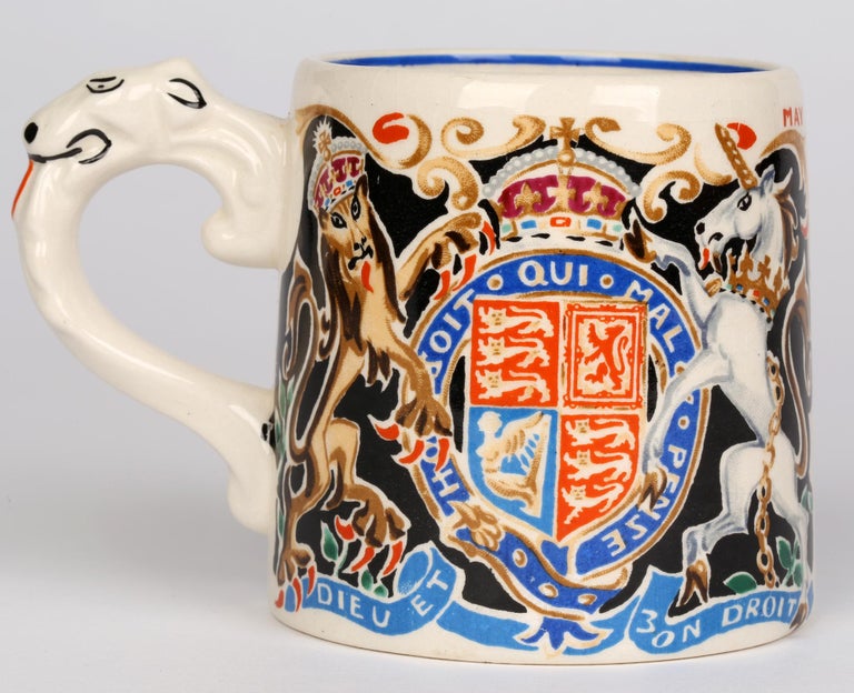 Art Deco Dame Laura Knight King George VI & Queen Elizabeth Coronation Mug, 1937
