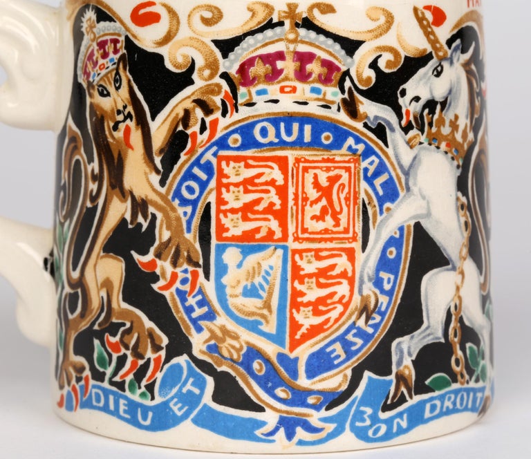 Hand-Painted Dame Laura Knight King George VI & Queen Elizabeth Coronation Mug, 1937