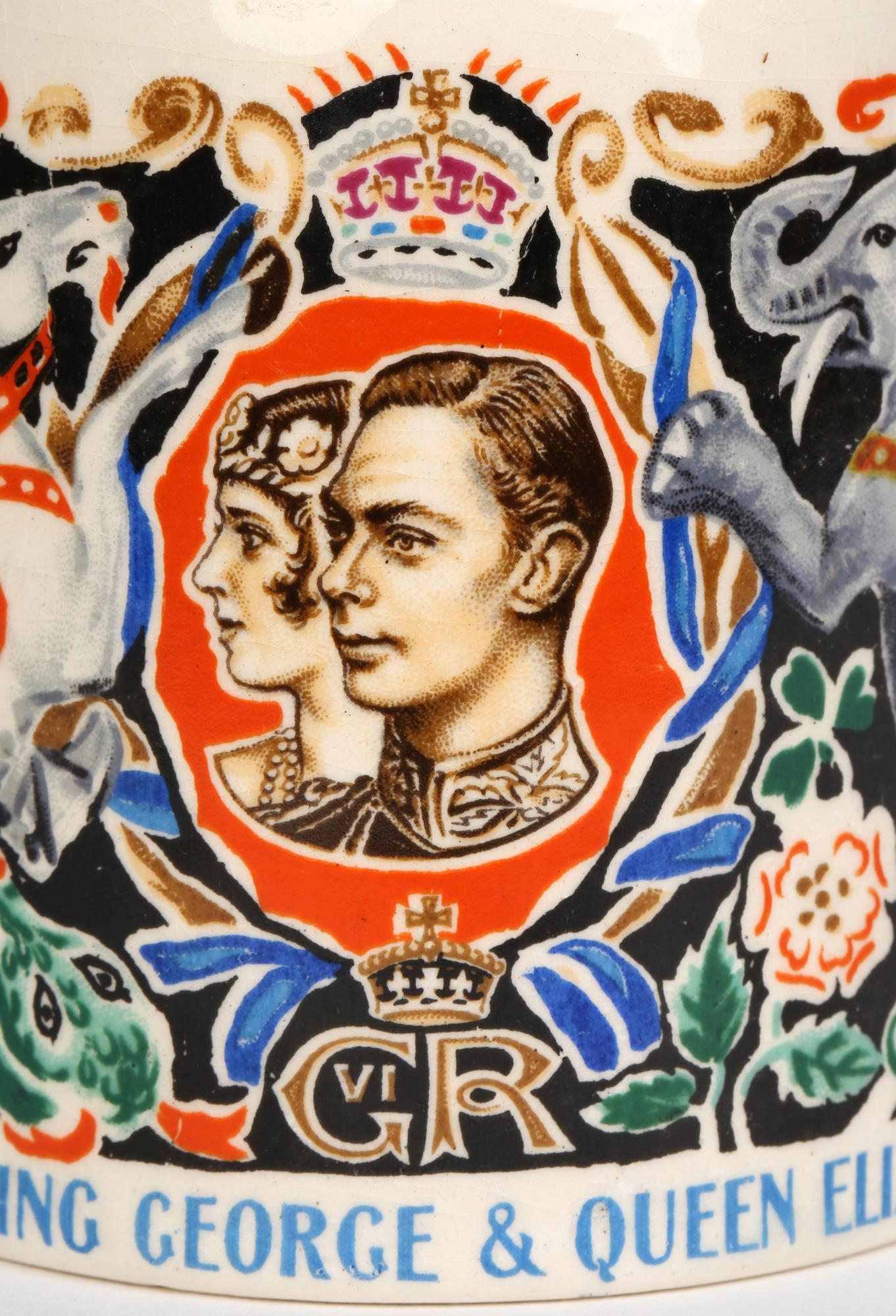 Art Deco Dame Laura Knight King George VI & Queen Elizabeth Coronation Mug, 1937