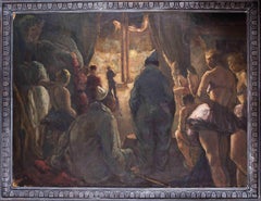 British, early 20th Century oil painting of dancers backstage at the circus
