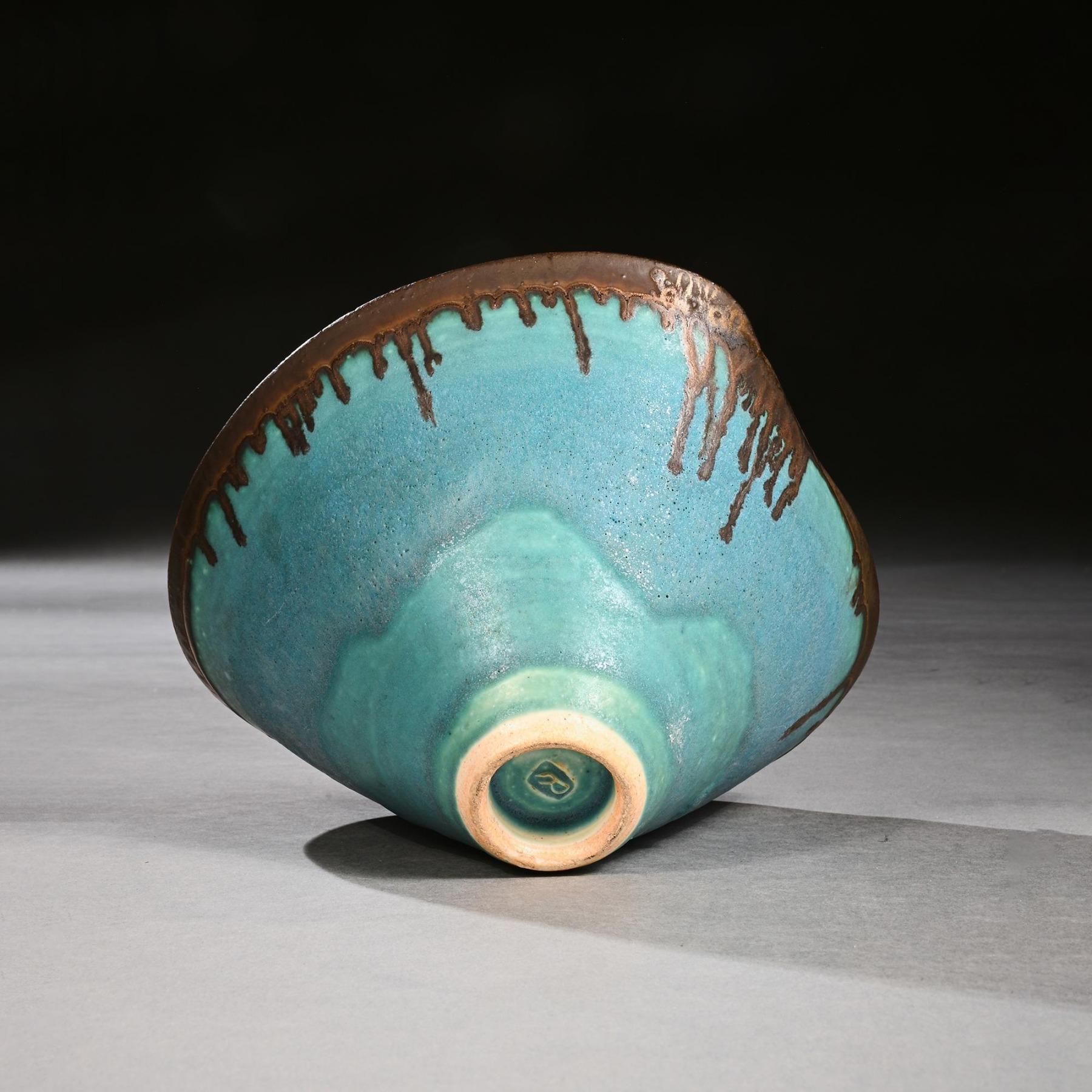 Bol en grès bleu turquoise Dame Lucie Rie en vente 1
