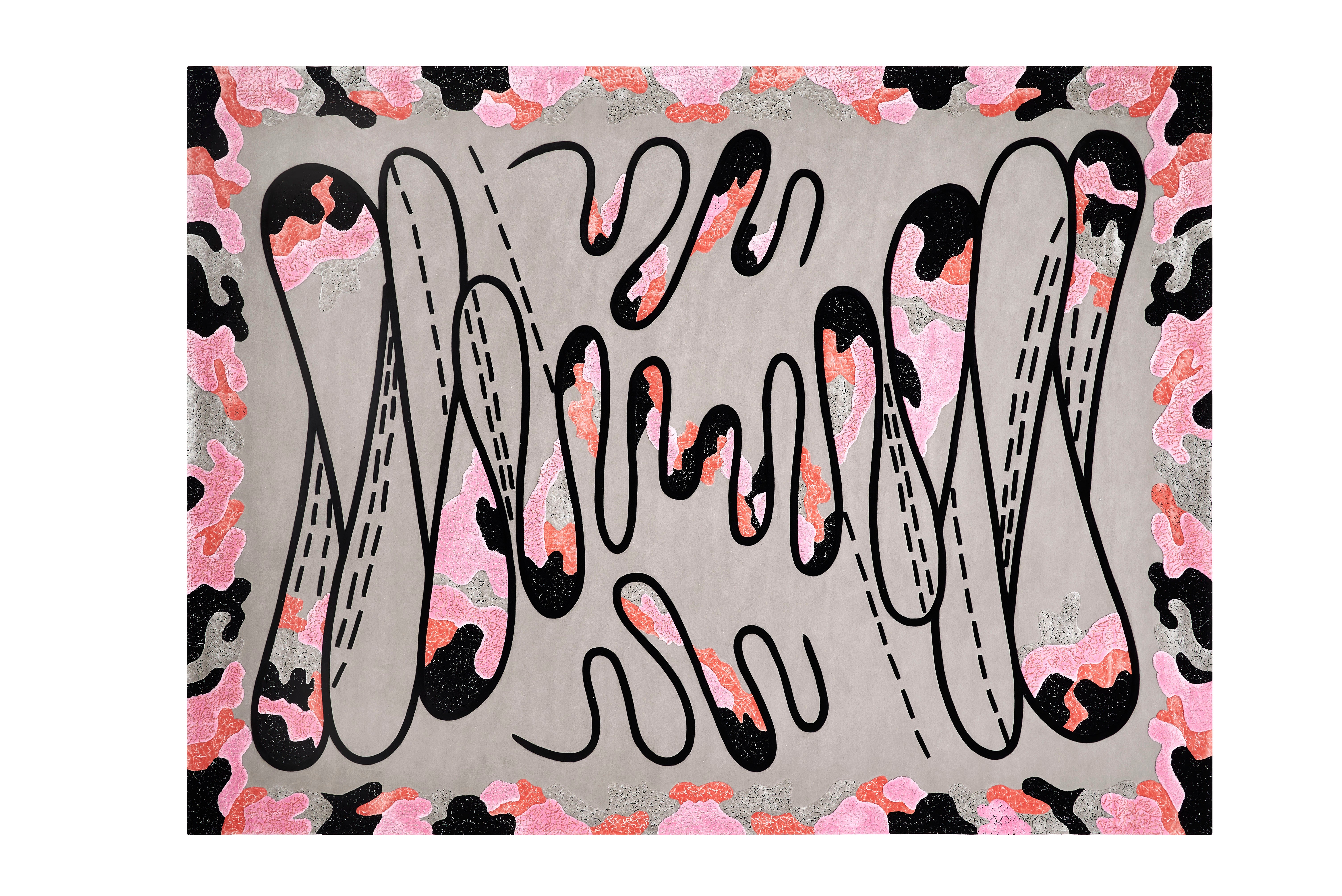 Tapis tufté à la main « Energy Garden Cloud Pathway » de Zandra Rhodes, 8 x 10 pieds
