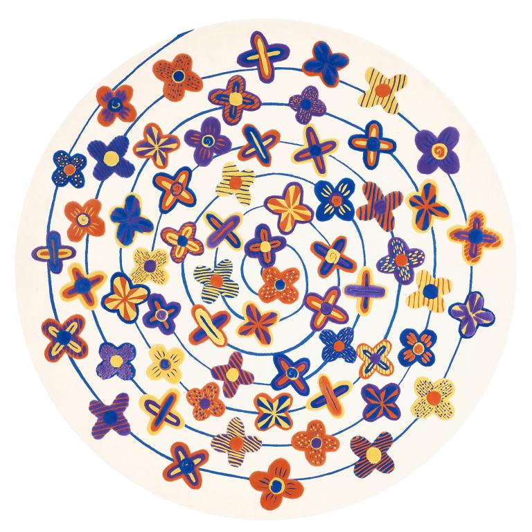 Dame Zandra Rhodes „Energy Garden Daisies“ – handgetufteter Teppich, 6,5 x 6,5 ft