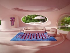 Dame Zandra Rhodes Energy Garden Lilies 8.5 x 11.5 ft hand-tufted rug
