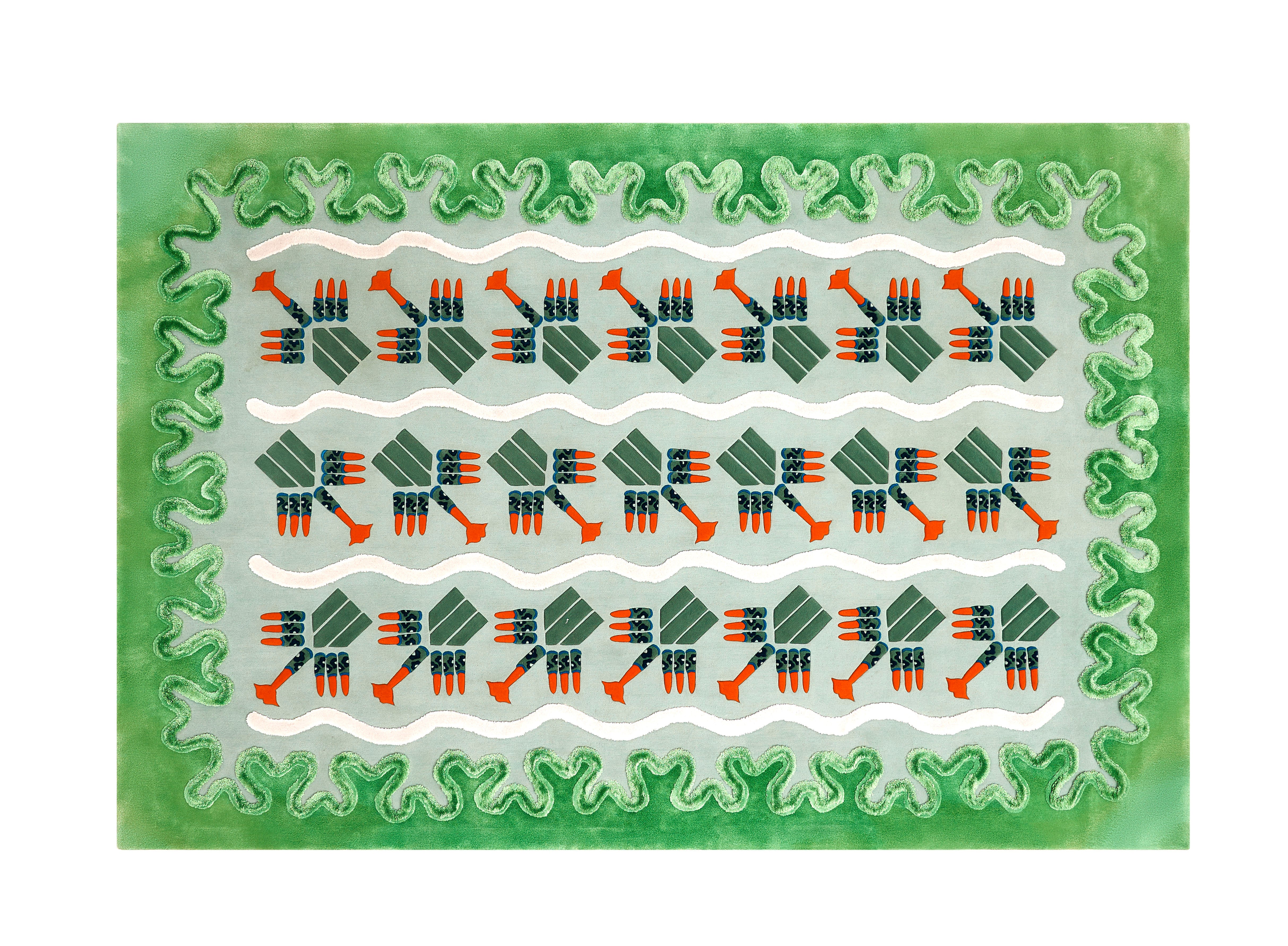 Dame Zandra Rhodes „Energy Garden“ Lippenstifte – 6,5 x 10 ft handgetufteter Wollteppich im Angebot
