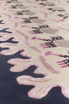 Dame Zandra Rhodes Energy Garden Lipsticks 8 x 10 ft hand-tufted Wool Rug