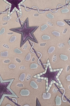 Alfombra de lana tejida a mano «Energy Garden Stars&Bows» de Zandra Rhodes, de 4 x 5 pies