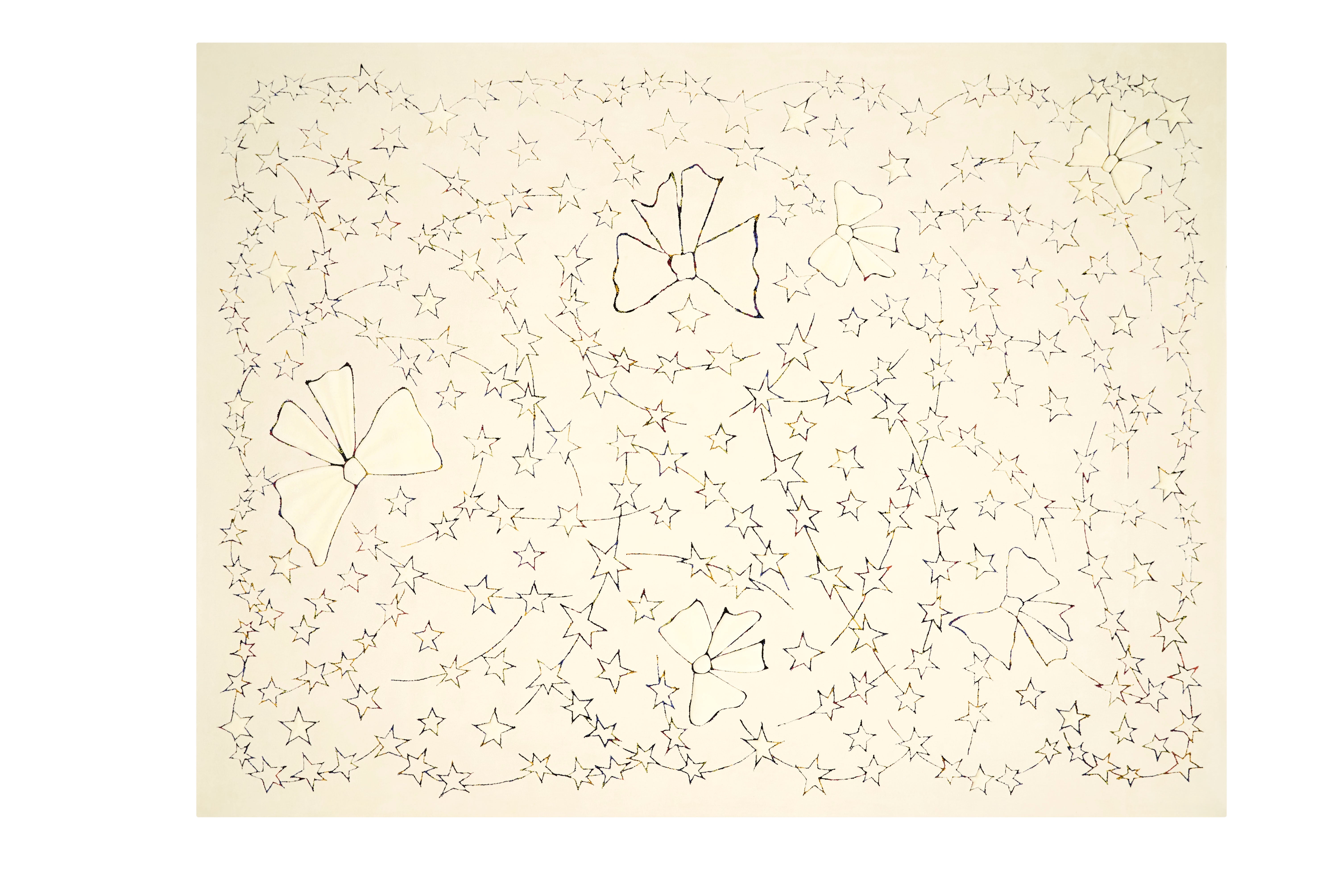 Dame Zandra Rhodes „Energy Garden Stars&Bows“ – handgetufteter Wollteppich, 8 x 10 ft im Angebot