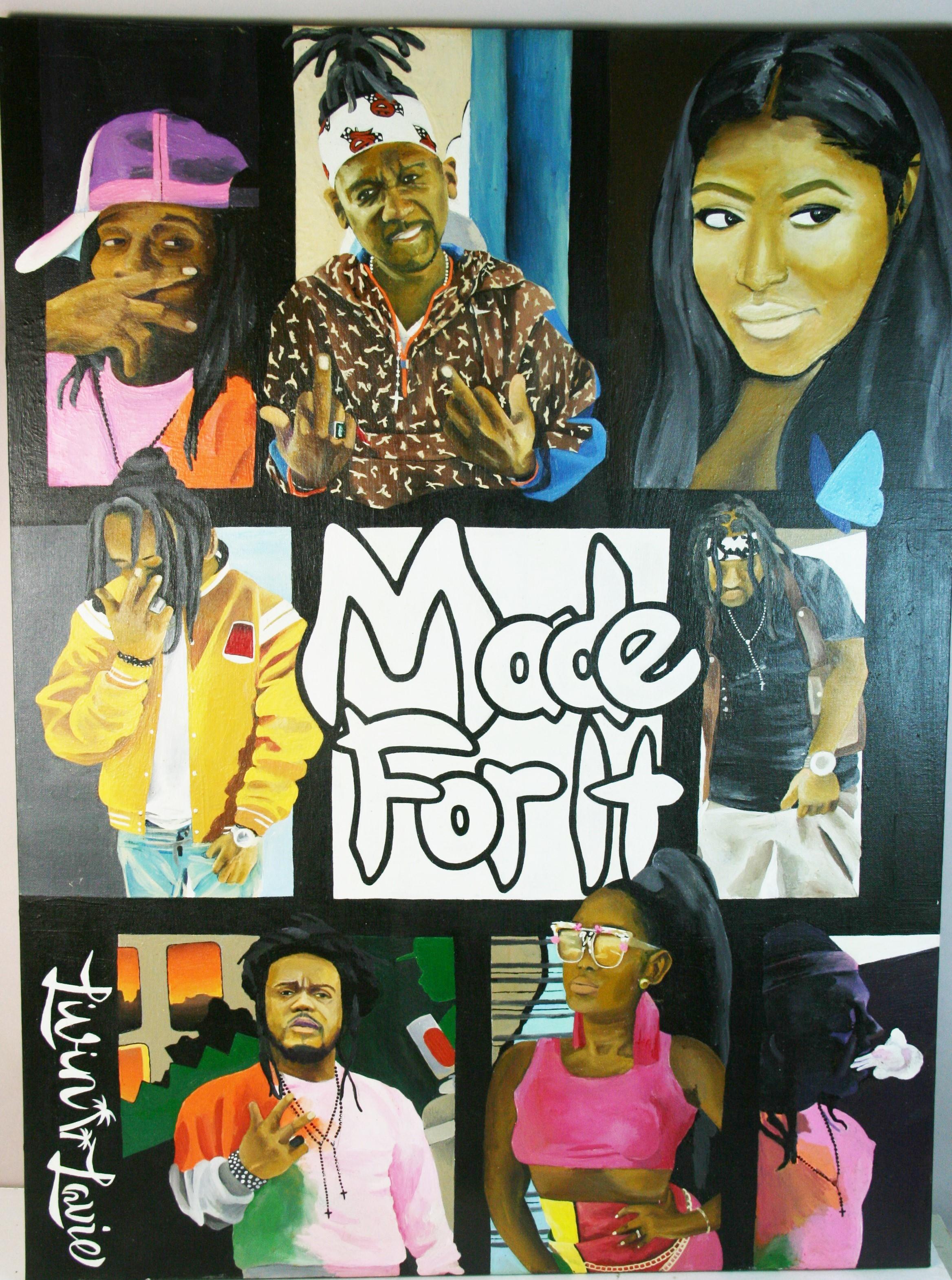 Damian Dickson Figurative Painting - HIP HOP Group " Made For It" Oversized Multi Figure Oil Painting