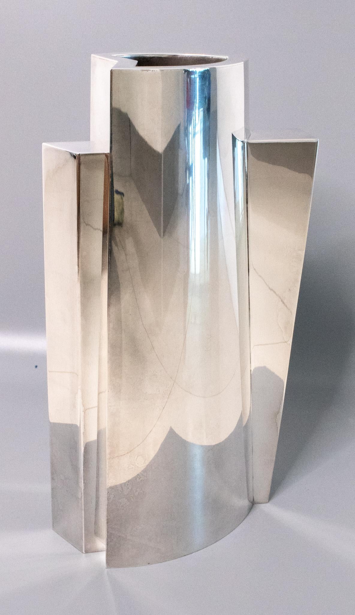 Damian Garrido 2003 Spanien Modernist Geometrisch ARCO Vase 1/25 In .925 Sterling (Silber) im Angebot