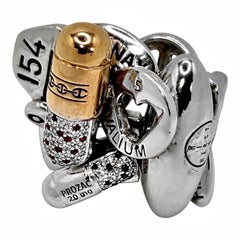 Damian Hirst/Hoorsenbuh Limited Edition White Gold & Diamond Pill Motif Ring