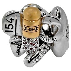 Damian Hirst/Hoorsenbuh Limited Edition White Gold & Diamond Pill Motif Ring
