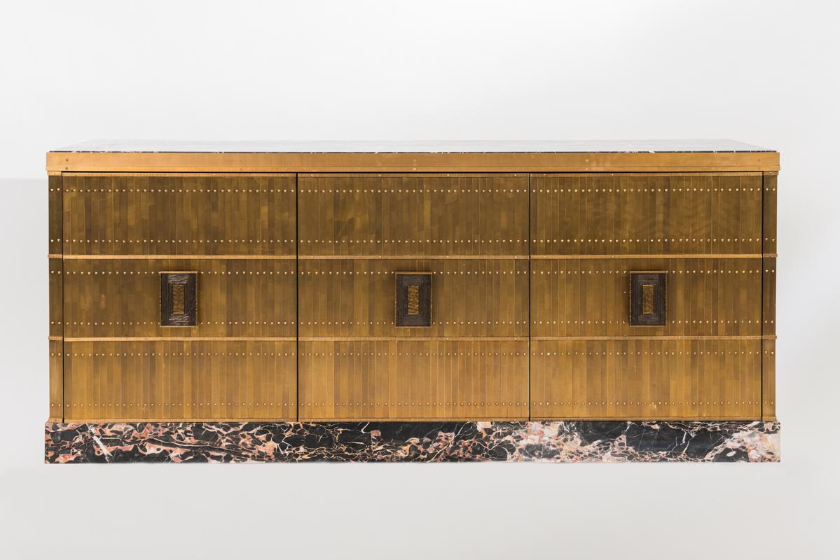Damian Jones, Brass and Marble Console, USA In New Condition For Sale In New York, NY