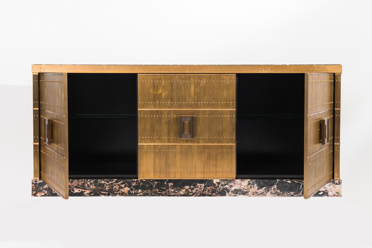 Damian Jones, Brass and Marble Console, USA For Sale 1