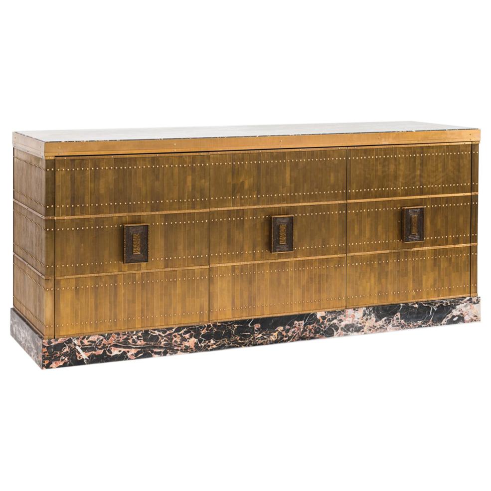 Damian Jones, Brass and Marble Console, USA For Sale
