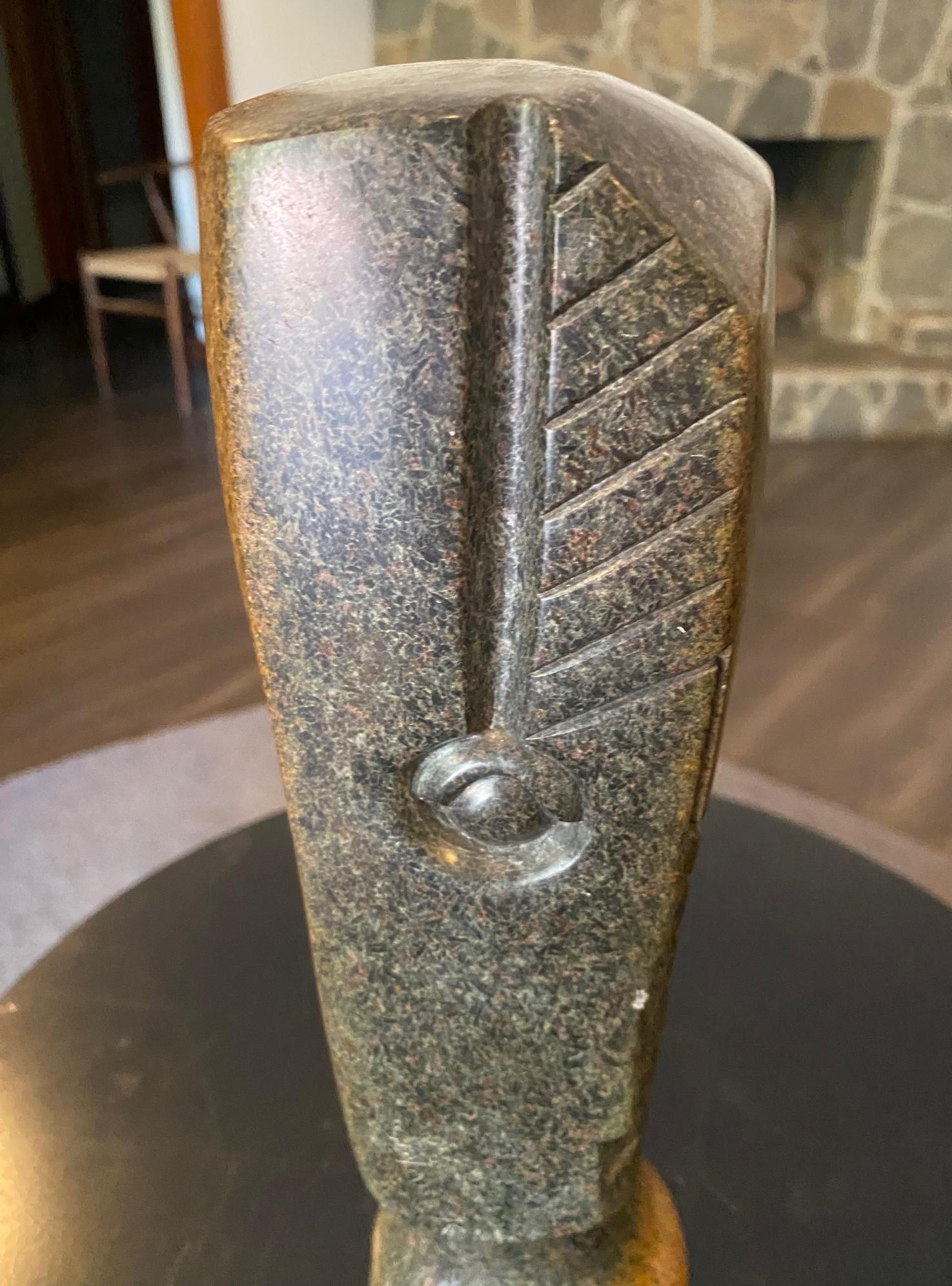 Damian Manuhwa Signed African Zimbabwean Shona Abstract Figure Stone Sculpture For Sale 5