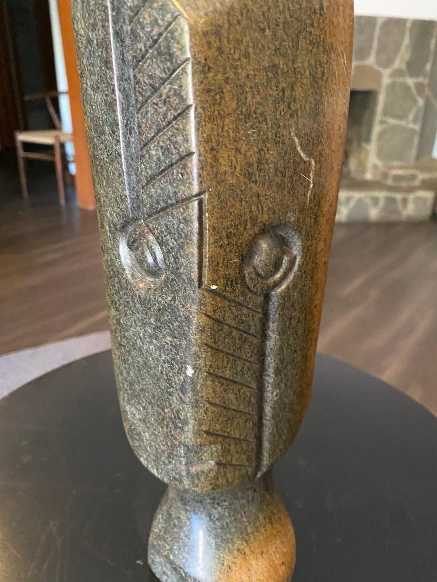 Damian Manuhwa Signed African Zimbabwean Shona Abstract Figure Stone Sculpture For Sale 6