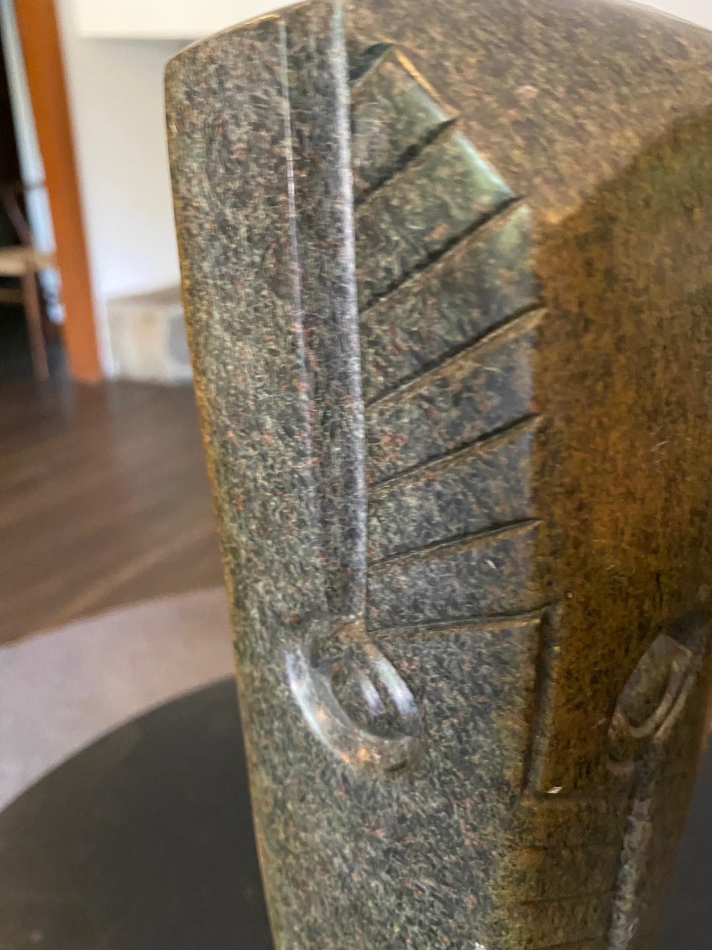 Damian Manuhwa Signed African Zimbabwean Shona Abstract Figure Stone Sculpture For Sale 7