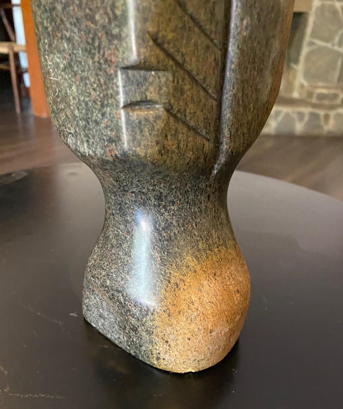 Damian Manuhwa Signed African Zimbabwean Shona Abstract Figure Stone Sculpture For Sale 8
