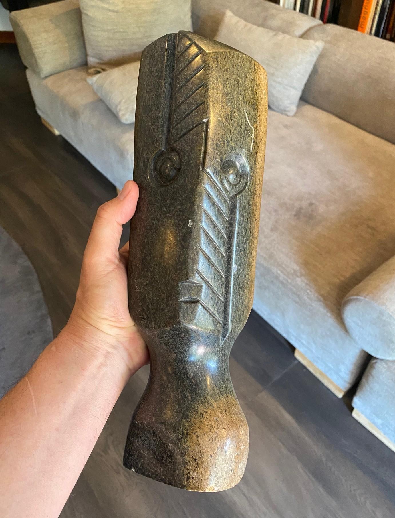 Damian Manuhwa Signed African Zimbabwean Shona Abstract Figure Stone Sculpture For Sale 10