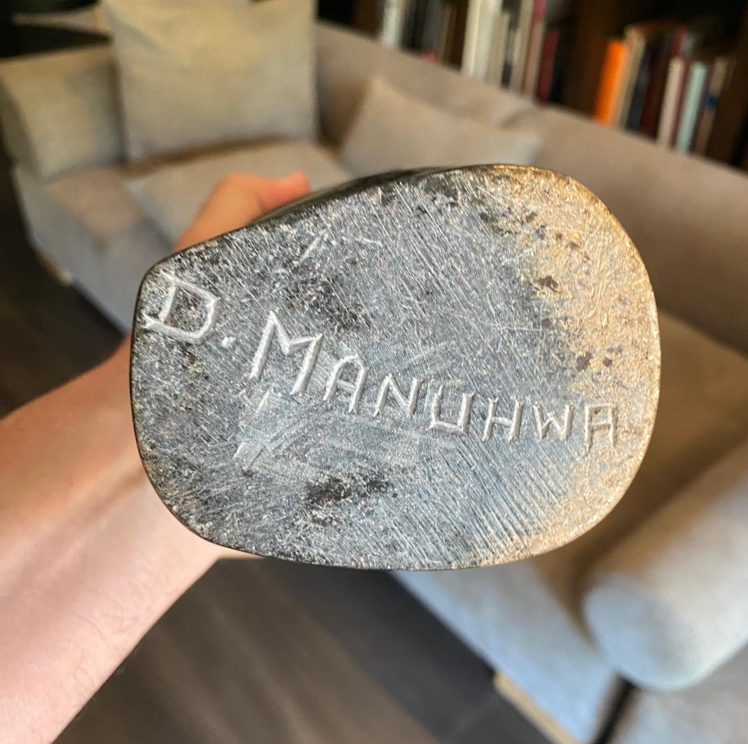 Damian Manuhwa Signed African Zimbabwean Shona Abstract Figure Stone Sculpture For Sale 13