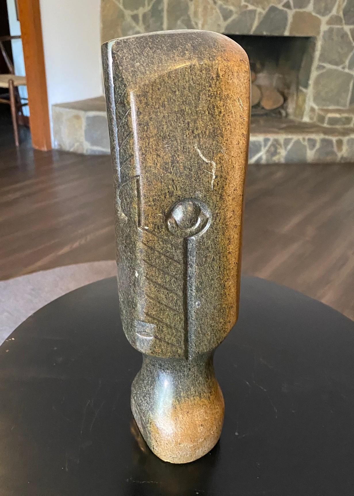 Hand-Carved Damian Manuhwa Signed African Zimbabwean Shona Abstract Figure Stone Sculpture For Sale