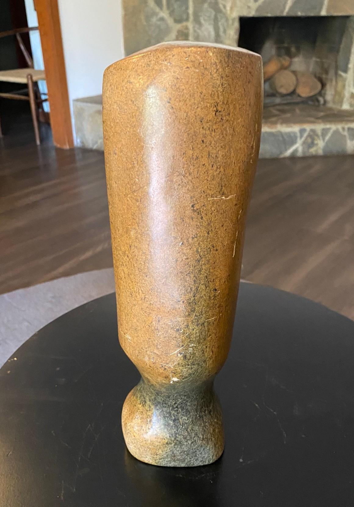 Damian Manuhwa Signed African Zimbabwean Shona Abstract Figure Stone Sculpture For Sale 1