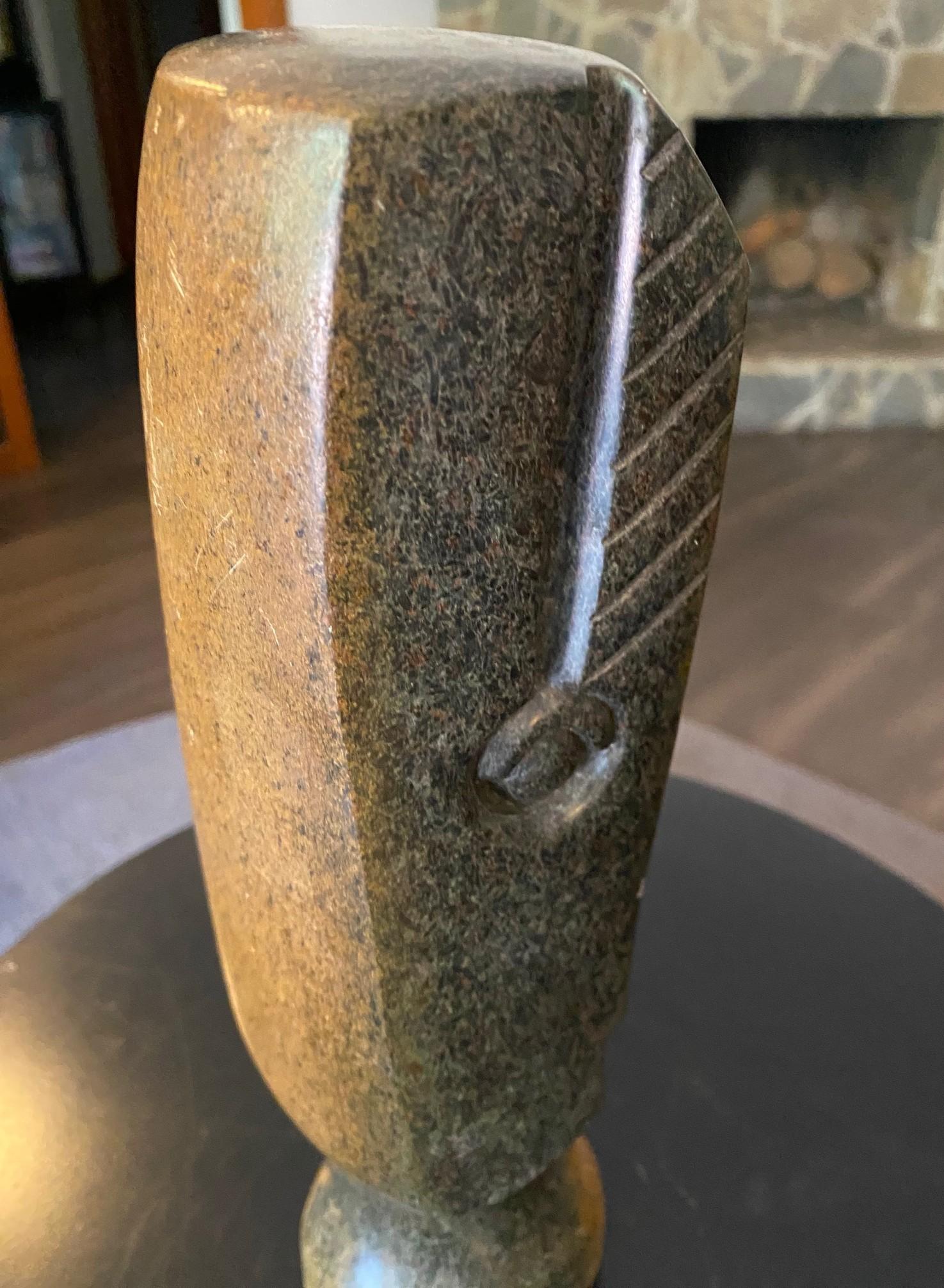 Damian Manuhwa Signed African Zimbabwean Shona Abstract Figure Stone Sculpture For Sale 3